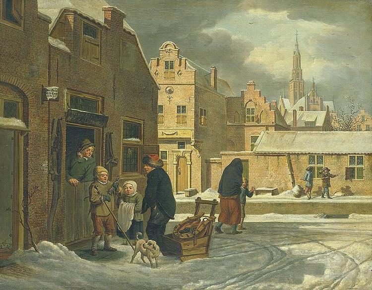 Dirk Jan van der Laan Cityscape in winter. Germany oil painting art